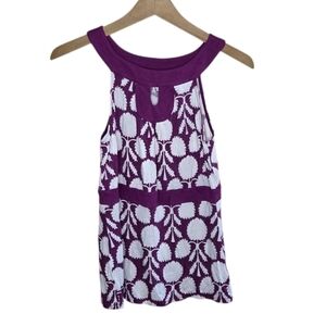 Merona | Purple & White Floral Halter Tank Top Size Small